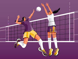 Girls play volleyball
